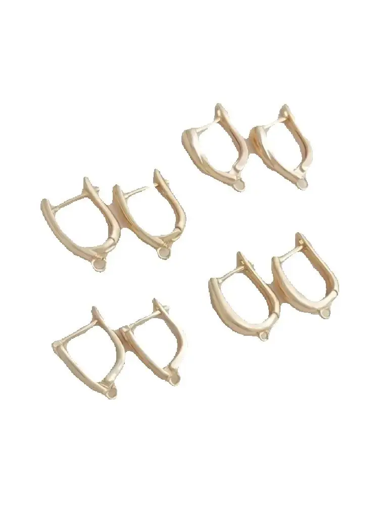 Pendientes de aro colgantes en forma de U de Color dorado de 14K, Clips para las orejas en forma de gota, pendientes DIY hechos a mano, accesorios para las orejas, materiales E212