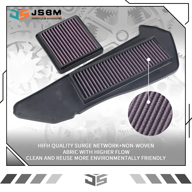 JSBM Motorcycle Washable Air Filter Intake Cleaner For  YAMAHA XMAX250 XMAX300 XMAX-250 XMAX-300 2017  2018 2019 2020 2021