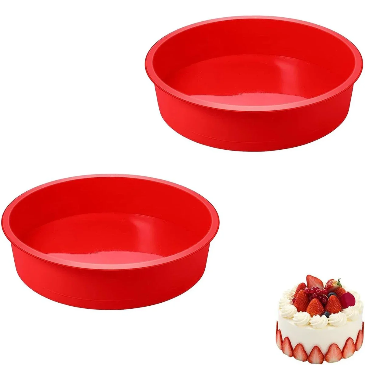 

2Pcs 6Inch Round Shape Mold Silicone Small Cake Baking Pan Mousse Fondant Cylinder Mould For Pastry Dessert Jelly Bakingt Tools