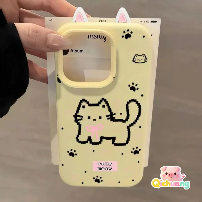 

Cute Cat Ear Phone Case For Honor Win Power2 Magic 8 RSR Pro Air 7 6 Pro Ultimate Lite Cartoon Cat Paw Simple Soft Back Cover