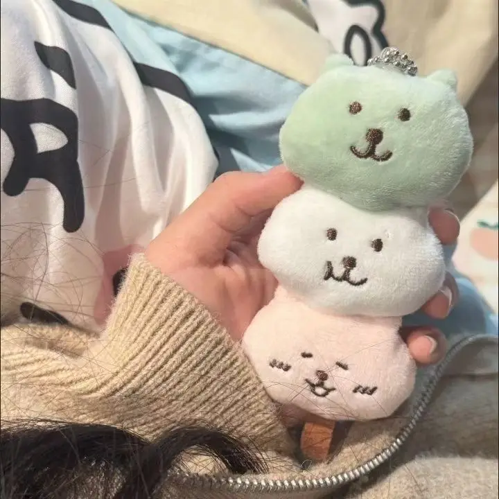 พวงกุญแจตุ๊กตาหมีขนมปังปลาเค็มน่ารักสไตล์การ์ตูนสร้างสรรค์  จี้รูปหัวใจสำหรับสาวๆ