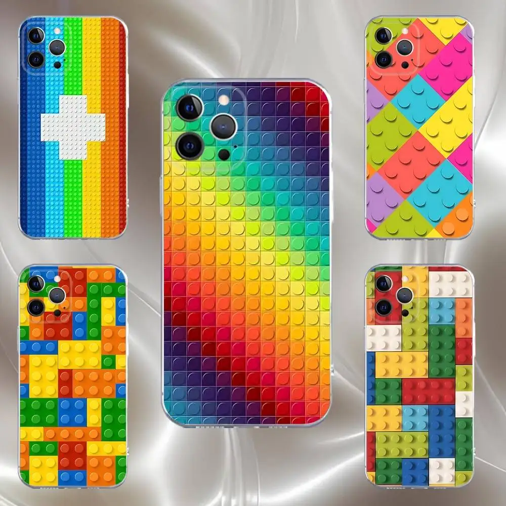 

colorful B-Bricks background Phone Case For iPhone 17,16,15,14,13,12,11 Pro,Max,Plus,X,XS,XR,SE4,E Mini Transparent Soft Cover