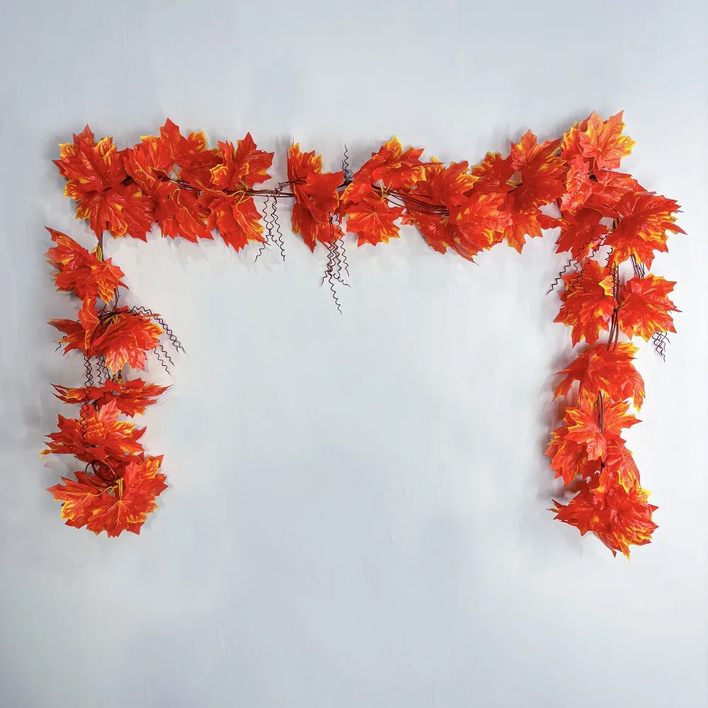 

1pc Artificial Plant Red Plastic Maple Leaves Fake Vine Hanging Wall Halloween Party Home Decorations