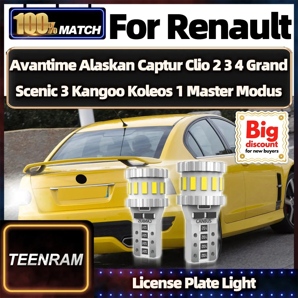 

Roadsun For Renault Avantime Alaskan Captur Clio 2 3 4 Grand Scenic 3 Kangoo Koleos 1 Master Modus LED License Plate Light Bulb