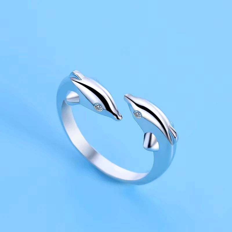 925 Sterling Silver Dolphin Ring Simplicity Fashion Exquisite Student Girlfriend Jewelry Accessories Wedding Party