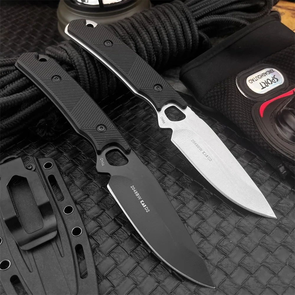 

Тактический нож для выживания 2048, стальное лезвие 8Cr13Mov, нейлоновая ручка из волокна, уличный аварийный нож для кемпинга, мужской подарок, в комплект входит чехол