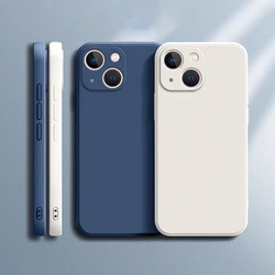 Original Square Liquid Silicone Funda Case for iPhone 15 13 Pro Max X XS 11 12 14 Plus Luxury Camera Protective Cover