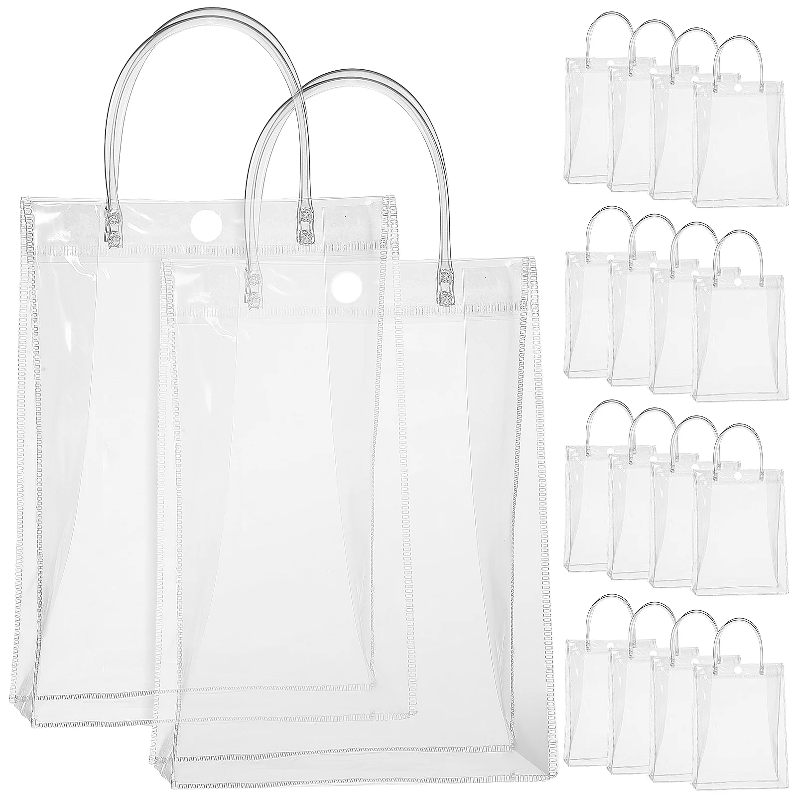 20 Pcs Transparent Gift Bags with Handles Handheld Party Baggies Pocket White Handled Clear Pvc Goodies Child Food Containers