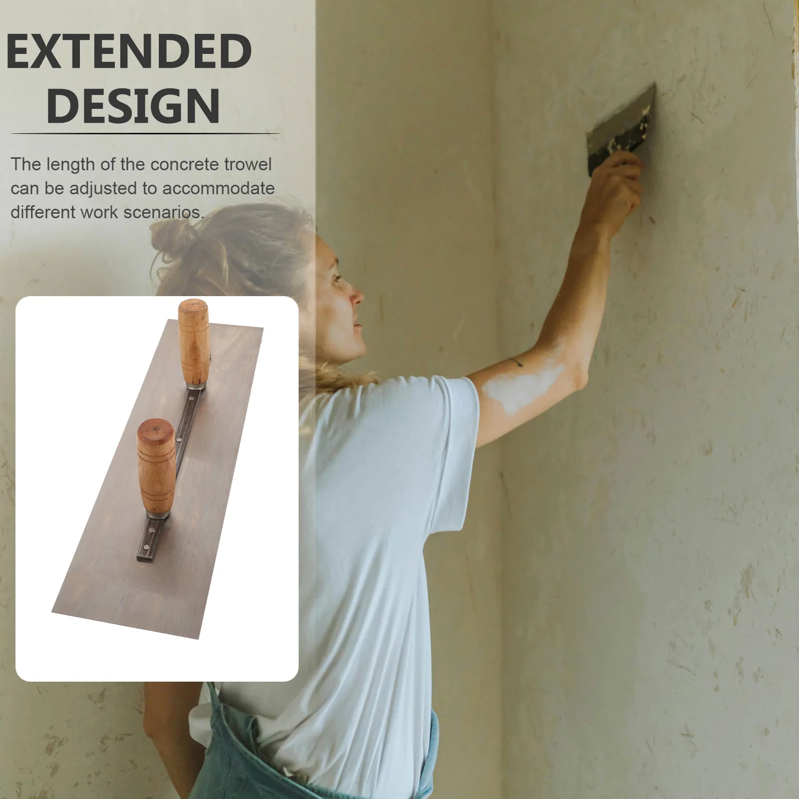 

Dual Handles Heavy Duty Hand Trowel Wood Handle Concrete Trowel Finishing Masonry Cement Tool For Painting Wall Drywall Garden