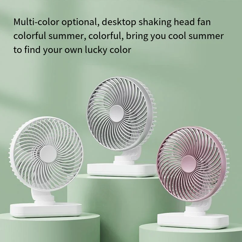 Portable Mini Fan Auto Rotation Desk Fan 4 Speed Wind Mute Adjustable Air Coolers Rechargeable for Office Home Desktop Office