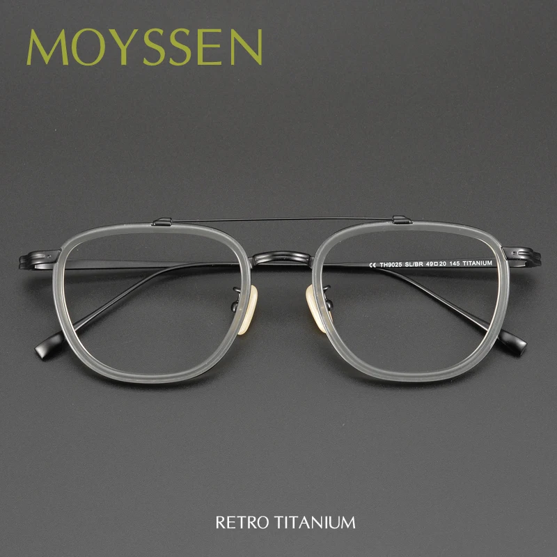 

2022 New Luxury Brand Men Retro Titanium Acetate Frame Glasses Women Double Beam Aviation Round Optical Myopia Lenses Eyeglasses