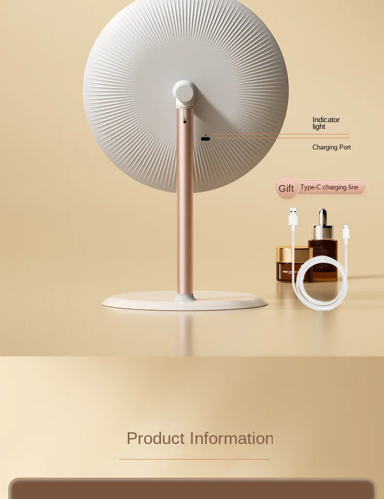 Zweiachsiger LED-Schminkspiegel mit 360° °   Drehbarer, wiederaufladbarer Desktop-Kosmetikspiegel mit einstellbarer Höhe für Büro, Schlafsaal, Zuhause