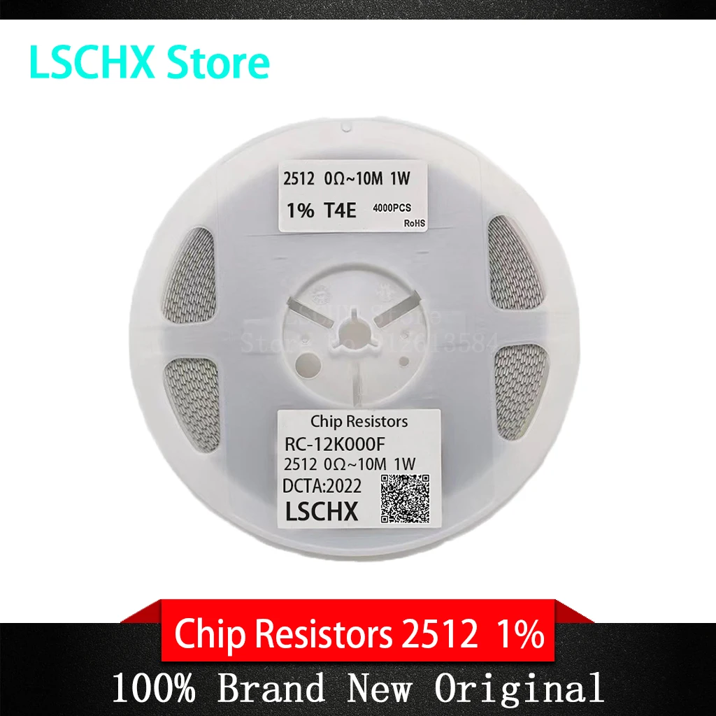 

4000pcs/reel 2512 1% 1W SMD Chip Resistor resistors 0R - 10M 0 100 220 ohm 0.1R 0.5R 100R 220R 1K 2.2K 4.7K 10K 100K 1M 10M