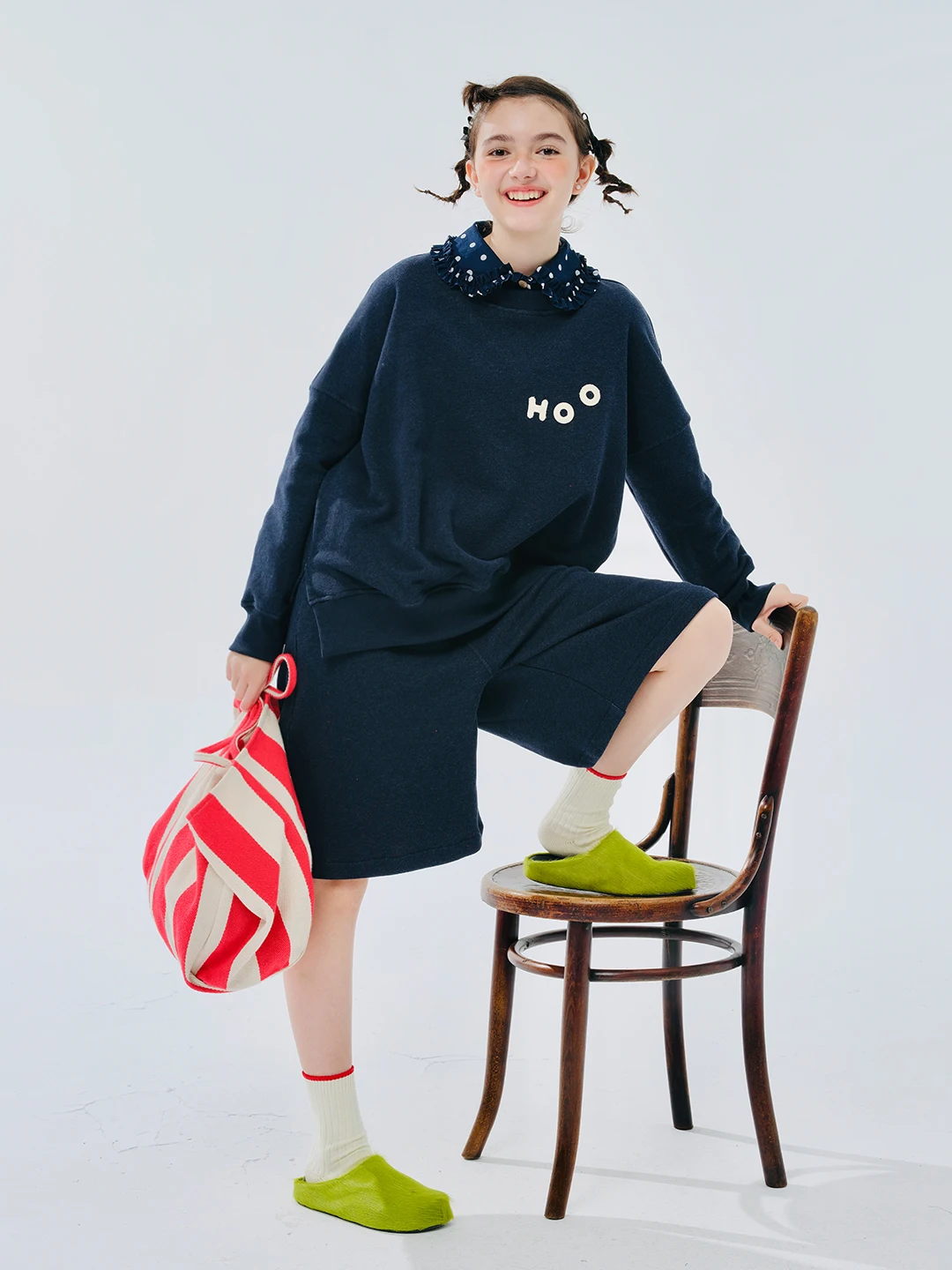 IMAKOKONI original design casual round neck pullover long sleeve letter sweatshirt T-shirt top 244472