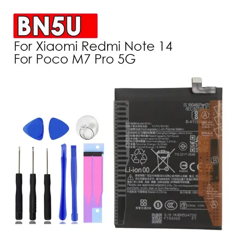 For Xiaomi Redmi Note 14 Note14 BN5U 5110mah Replacement Mobile Phone Battery