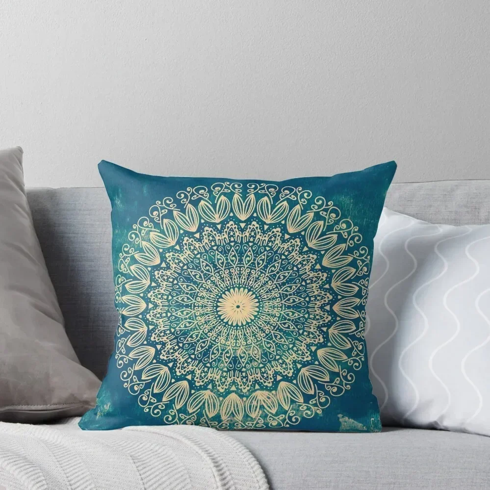 

Blue Organic Boho Mandala Throw Pillow New year christmas ornaments 2025 Cushions Cover Sofa Cushions Cover pillow