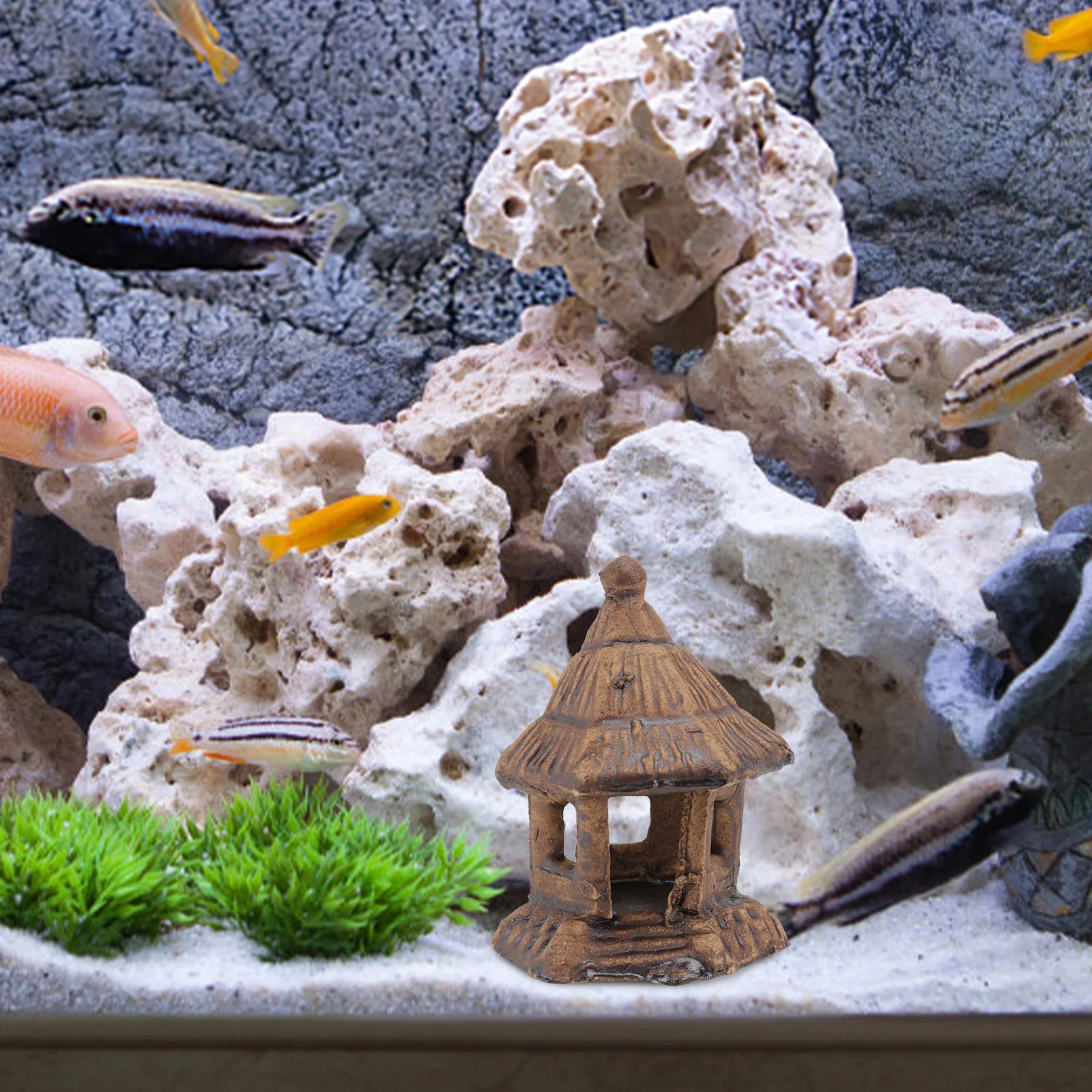 

4Pcs Fish Tank Decor Ceramic Aquarium Ornament Underwater Landscape Prop Realistic Craft for Vivid Decoration