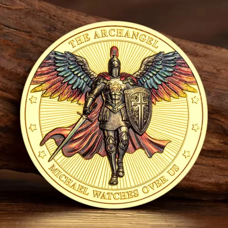 Saint Michael Archangel Warrior Challenge Coin Gold Silvery Plated Double Embossed Military Collectible Souvenir Medal