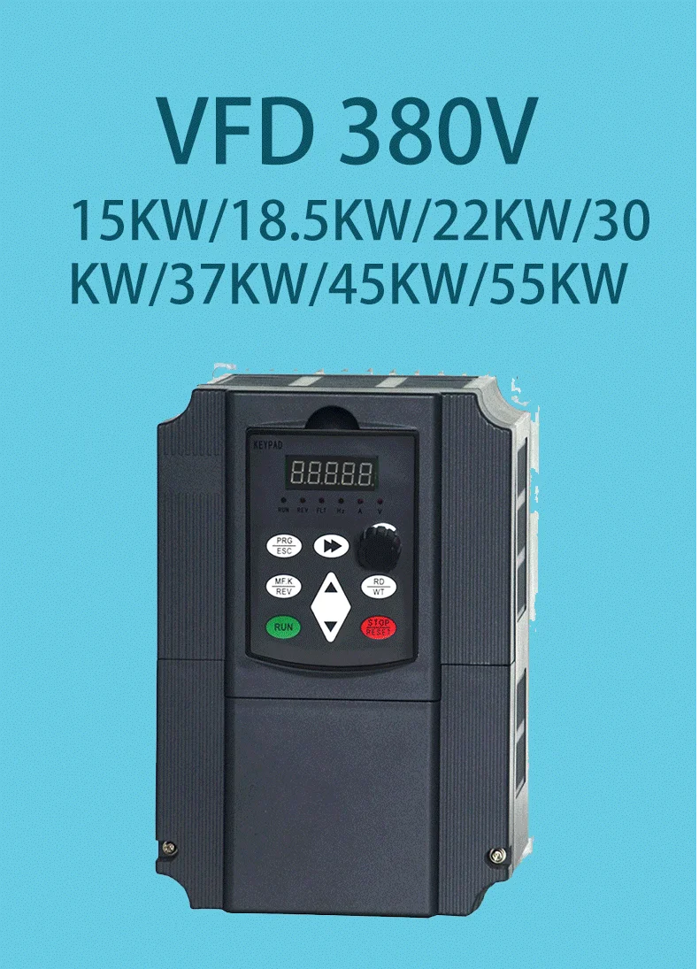 Frequency Inverter 15KW VFD  Speed control Output 380V Motor Drive VFD for Lathe 3 Phase Asynchronous Motor