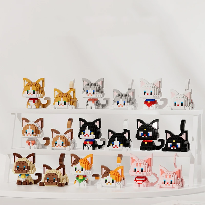 2024 New Cute Pet Cat Series Diy Assembled Toys Orange Cat Black Cat Gift Children's Educational Micro-particle Building Blocks