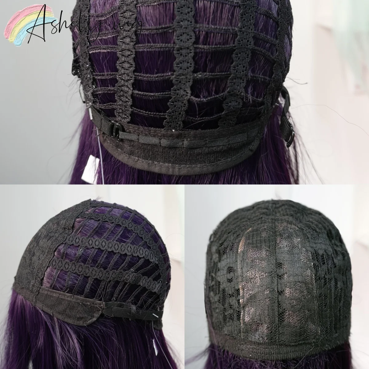 Ashely Wig with Curtain Bangs 26inch Dark Purple Wigs Lolita Long Layered Straight Lace Wig for Daily Use Deguisement Femmes image 2