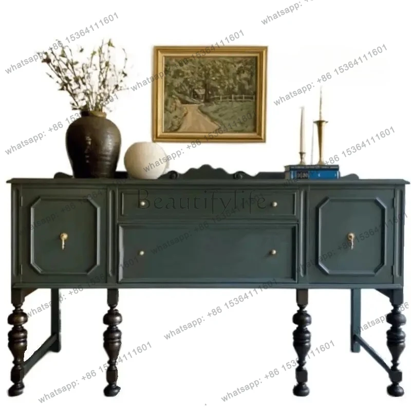 

American solid wood porch cabinet/retro living room decorative cabinet/French dining edge partition storage cabinet