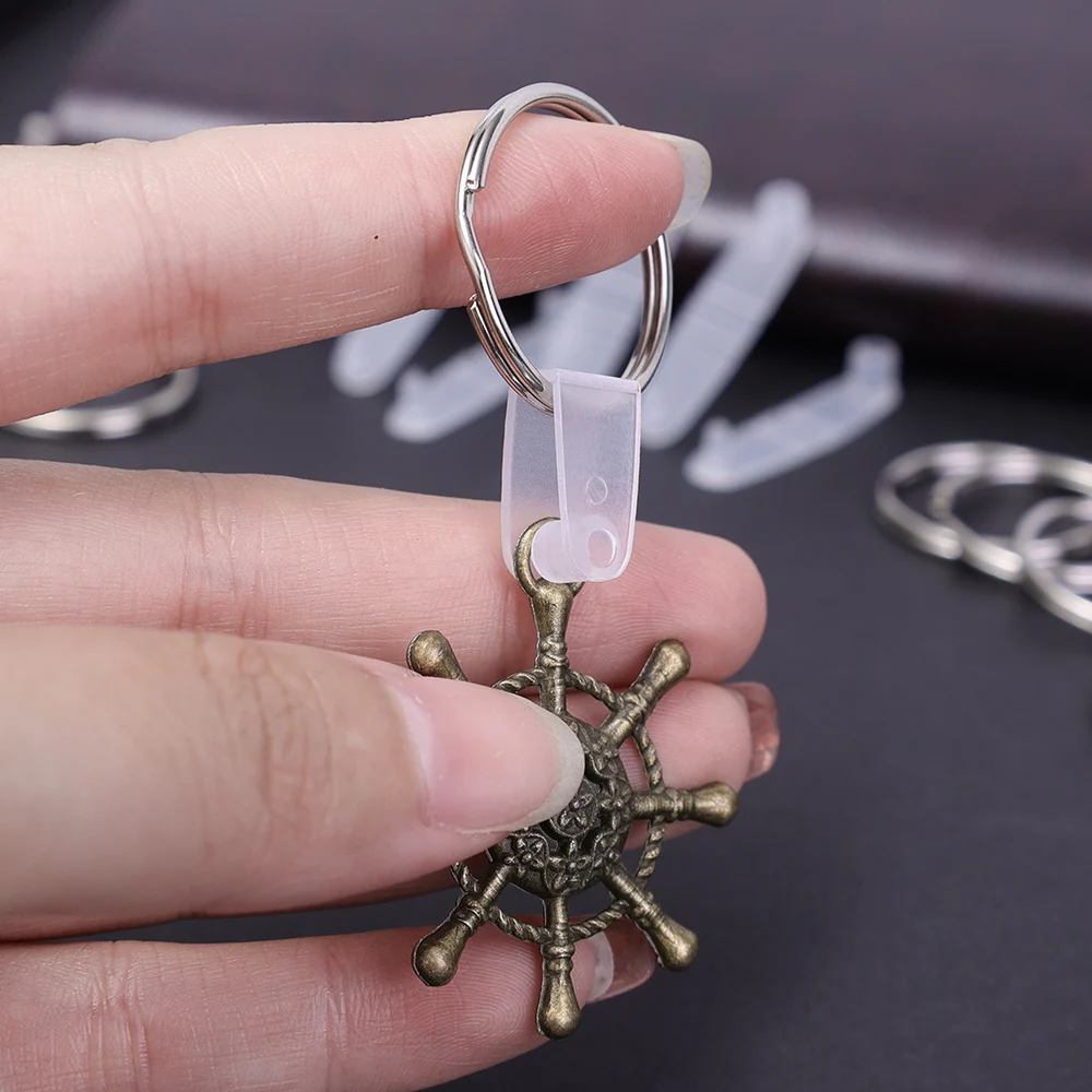 White Plastic Transparent Clear Buckle Button Keychain PP Clip Folding Ornament Keyring Key Chain DIY Accessories