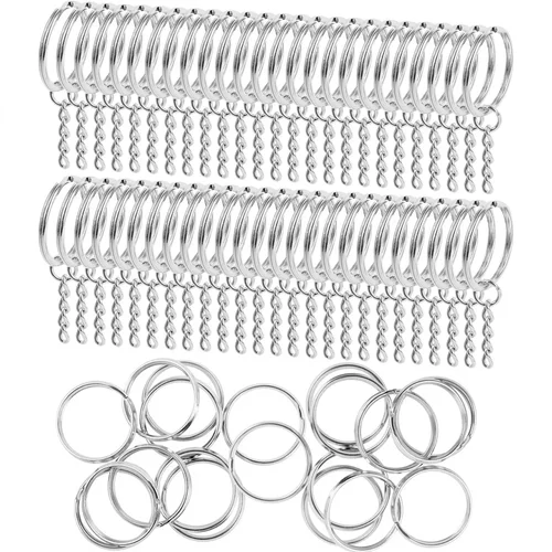 Llavero Chapado en plata de acero inoxidable antioxidante para hombres y mujeres, llavero Universal, accesorios de anillo redondo de Metal dividido