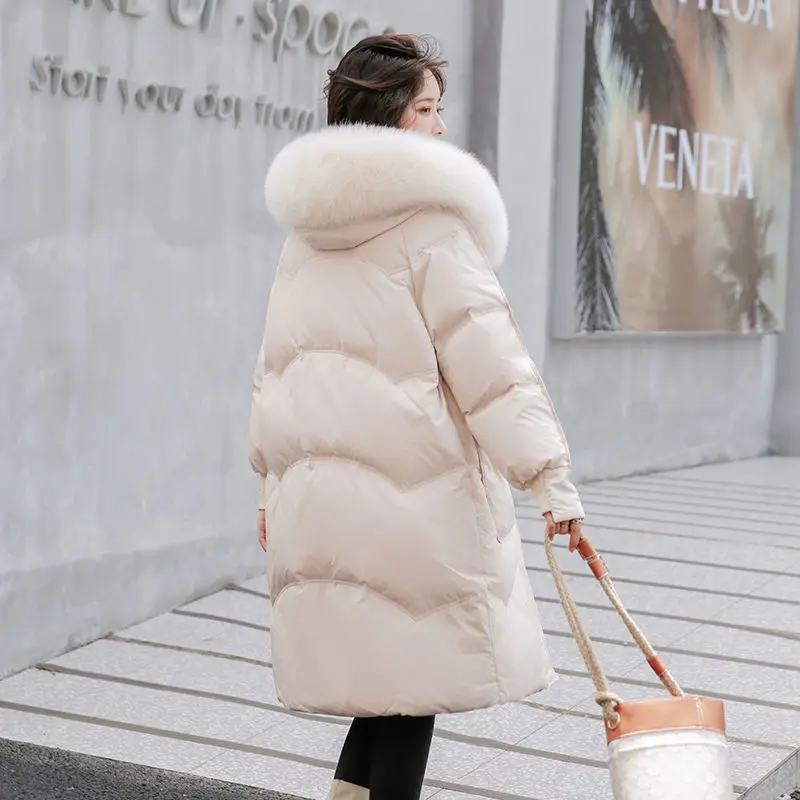 Jaqueta de inverno para mulheres, Parkas populares, estilo médio outwear, gola em pé, sobretudo sem pele, casaco feminino, 2023