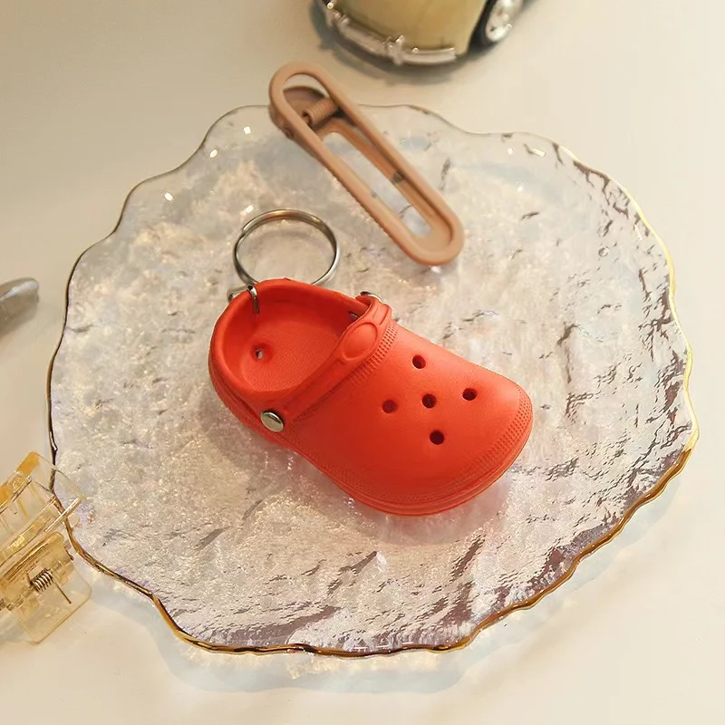 1PC Mini Slipper Shoes Keychain Cute 3D EVA Beach Hole Little Croc Shoe Key chain Women Backpack Pendant Keyring Jewelry