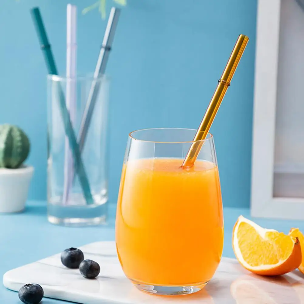 2Pcs Glass Straws Set Reusable Heat-Resistant Drinking Straws Eco-Friendly Alternative to Plastic Straws for Hot Cold Drinks