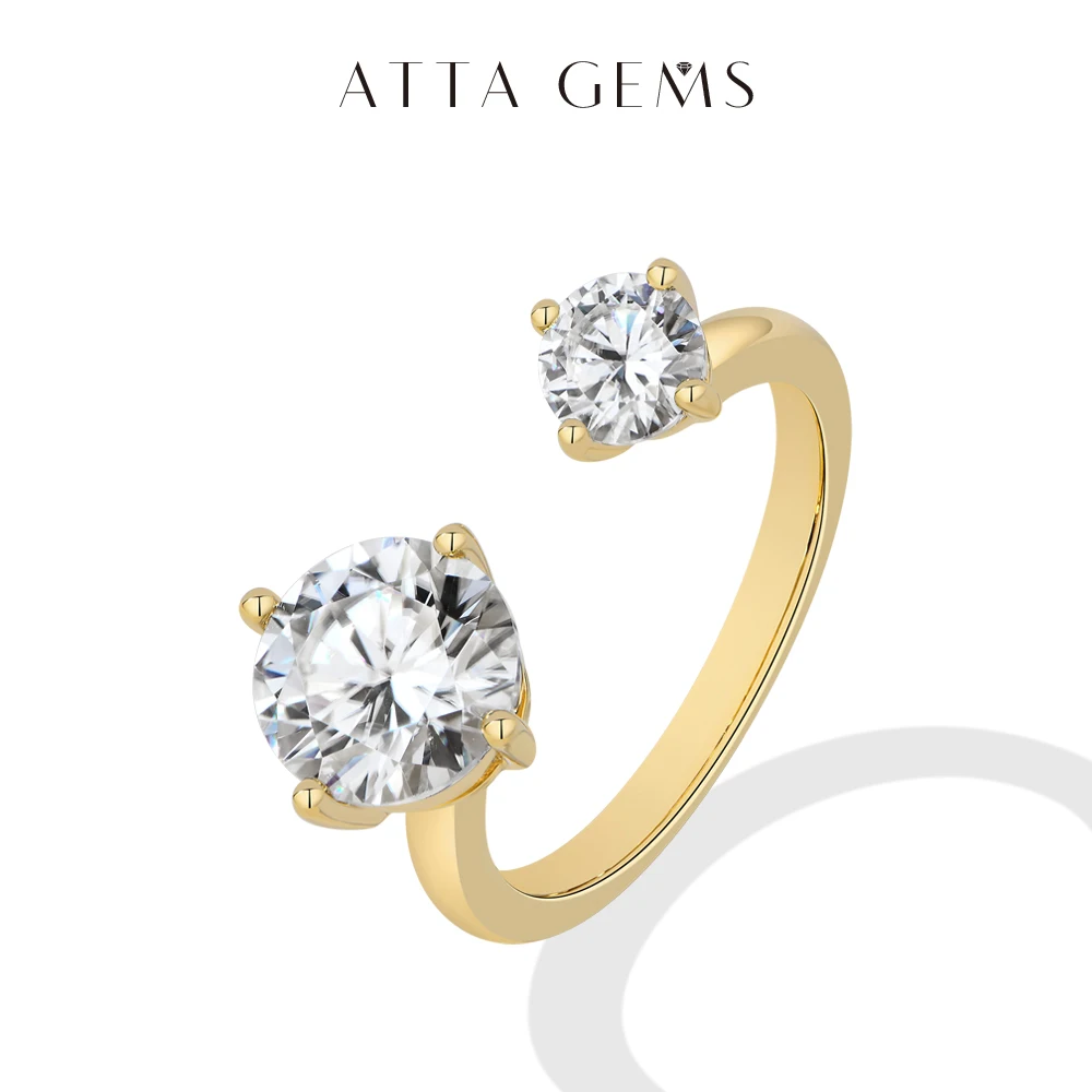Women's Personalized Open Moissanite Two Stone Ring, Daily Wear