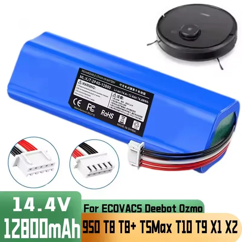 2026 NEW 14.8V 12800mAh Original Battery for Ecovacs Deebot X1 Ozmo/T5/T8/T9/DX93/DX96 Robotic Vacuum Cleaner Replacement Part