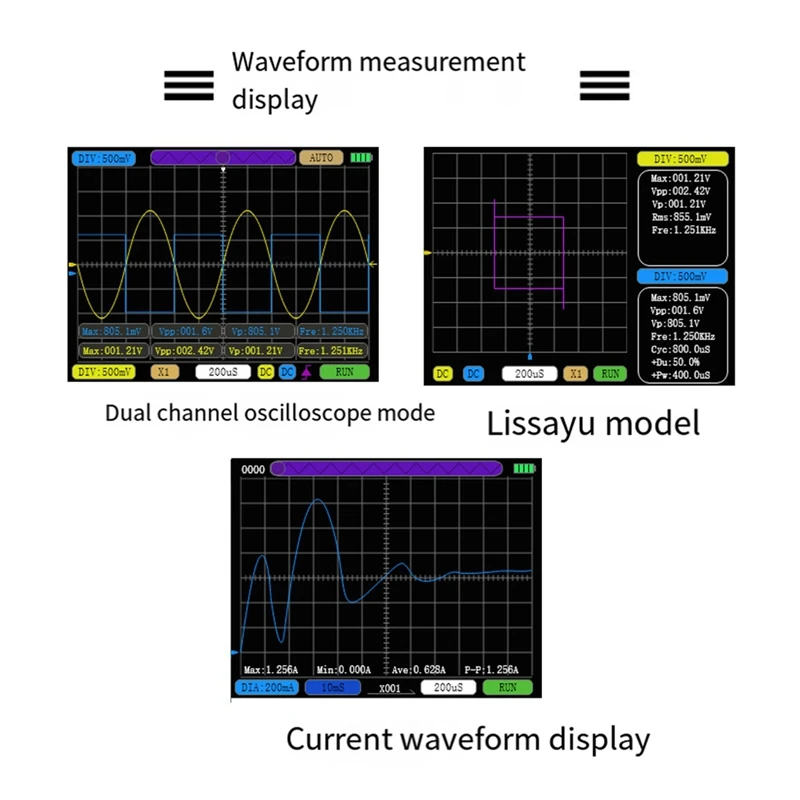 Dual-Channel Oscilloscope 50M Sampling Rate High-Performance Handheld Small Oscilloscope 3.2Inch LCD Display