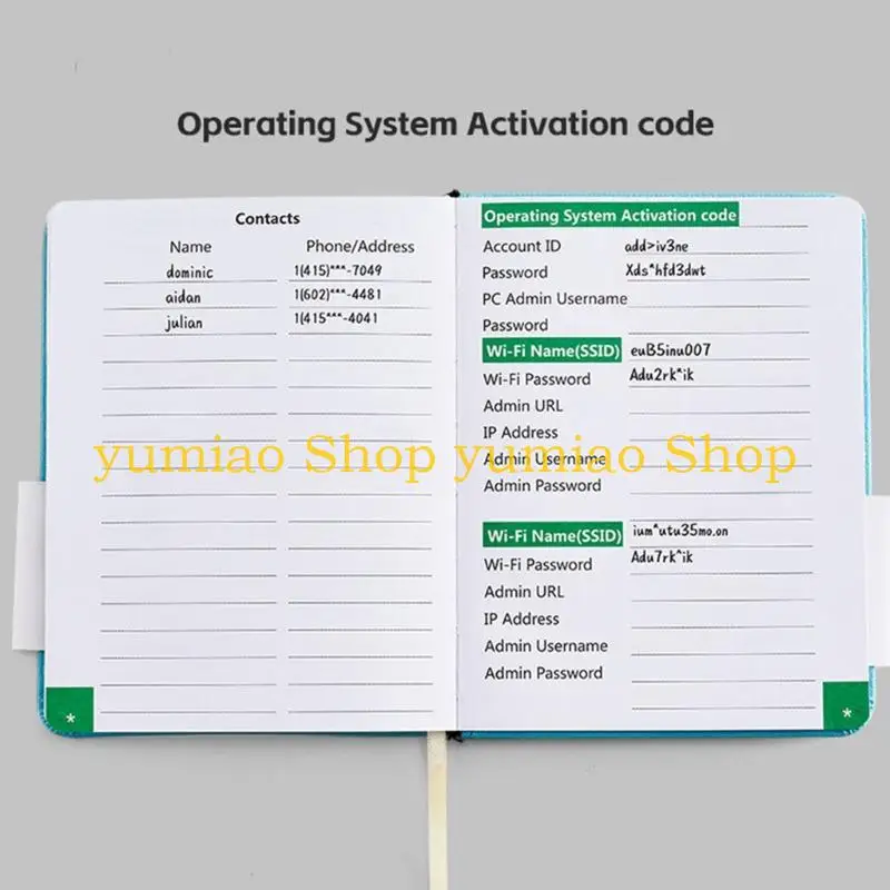 587B Professional PU Leather Password Organiser Notebook Multifunctional Address Collection Book for Confidential Record