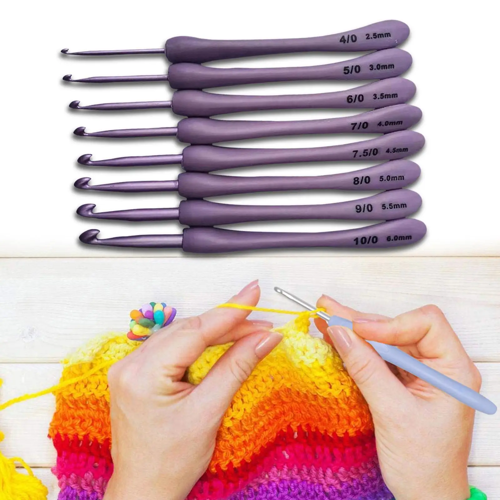 

Crochet Needles Set 8 Different Size 2.5mm - 6mm Accessory Crochet Hooks for DIY Craft Handmade Sweaters Gloves Knitting Tools