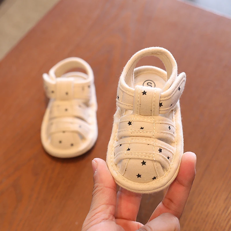 Soft Cotton Stars Summer Infant Baby Girl And Boy First Walkers Shoes Soft Sole Sandals Shoes Beach Shoes Baby Slippers