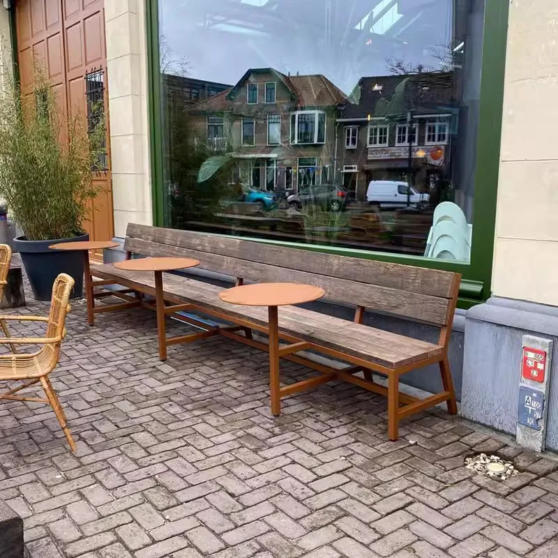 Outdoor tables and chairs preservative wood open-air outdoor courtyard campus integrated backrest bench