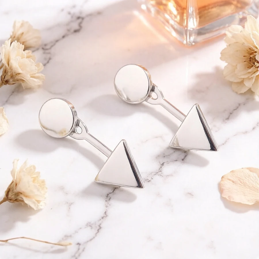 

Women's 925 Sterling Silver Glittering Triangle Earrings Simple Minimalist Dainty Fine Jewelry for Party & Daily Wear