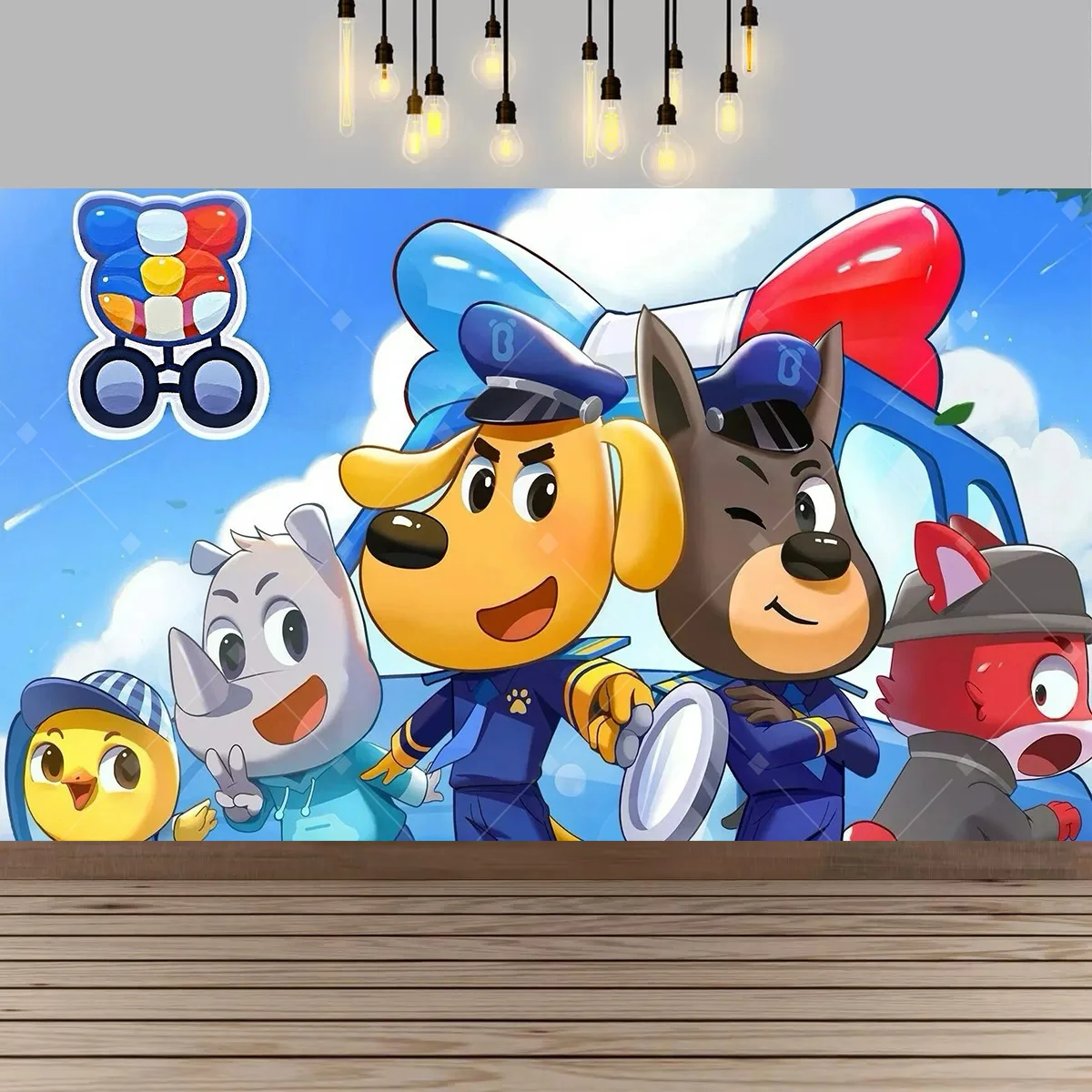 لطيف الاطفال سلامة الرسوم المتحركة لابرادور الكلب الطرف الديكور خلفية شريف الكلب موضوع حفلة عيد ميلاد لوازم الديكور راية