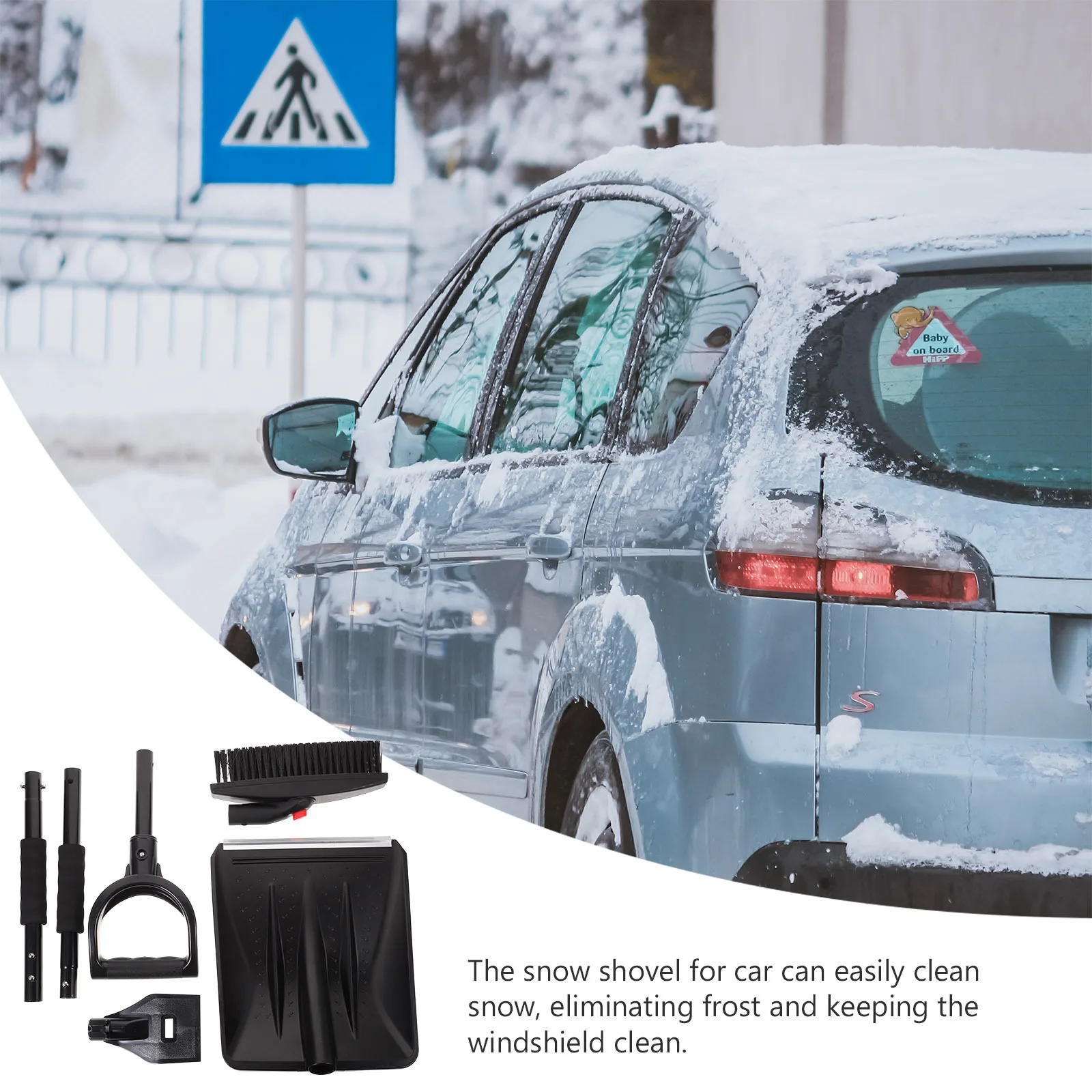 

1Set Car Snow Scraper and Brush Heavy-Duty Snow Shovel for Vehicle Efficient Ice Removal Tool for Windshield Winter Driving