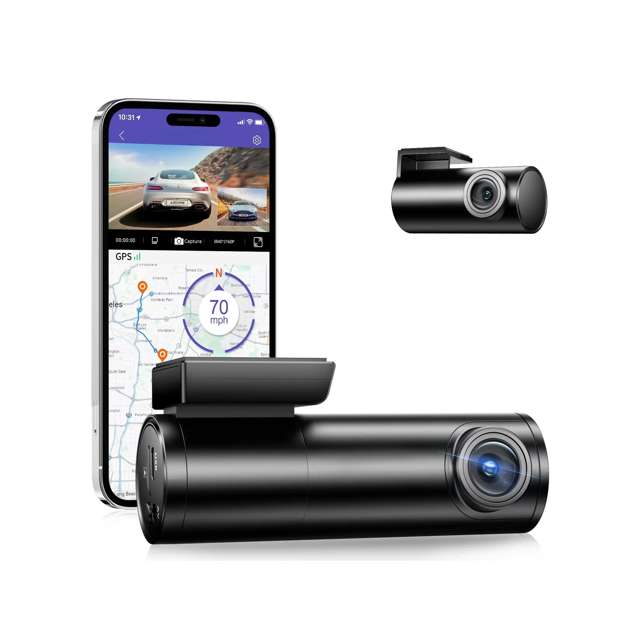 Super night vision built-in gravity sensor parking mode voice control Dvc