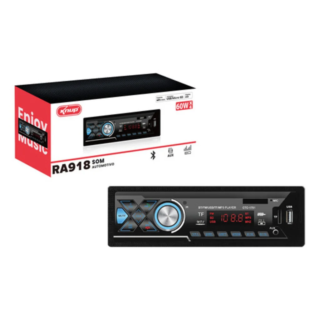 Radio Automotivo Bt Kp-ra918 Mp3 Fm Usb Sd Aux Led Backlight