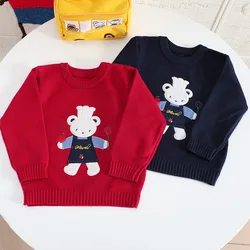 2023 Autumn/Winter New Boys and Girls Sweaters Cartoon Little Bear Cute Knitted Sweater Pull Tops Baby Boy Clothes Knitwears