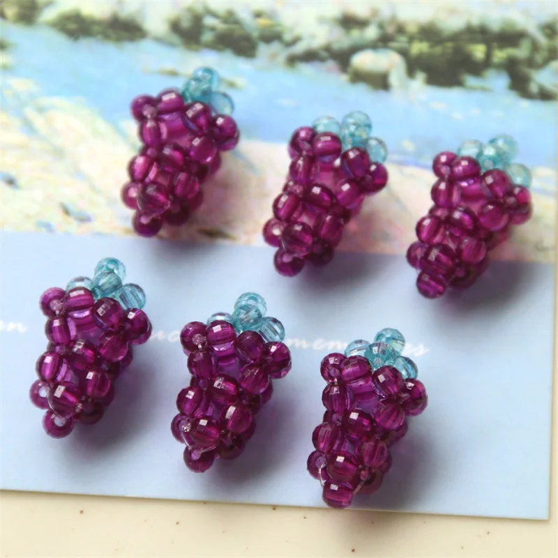 

Min order 30pcs/lot color print acrylic beads handmade cartoon grape shape beads diy jewelry earring/garment accessory