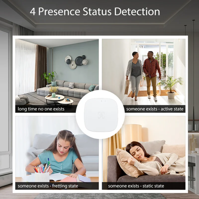 Tuya ZigBee Human Presence Motion Sensor Luminance Breath Detection  Body Motion PIR Sensor Breath Detection Google Home Alexa