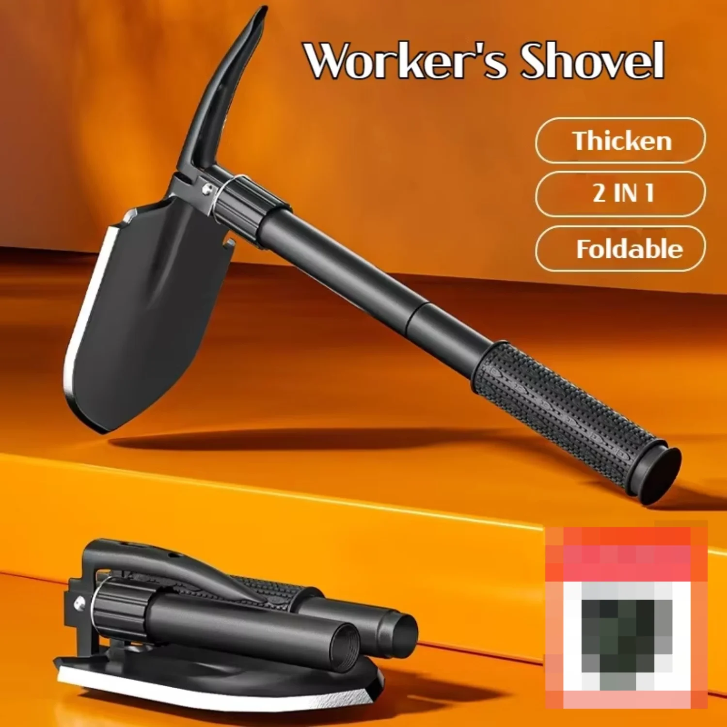 Multifunctional garden shovel  camping, suitable  camping/fishing/wild survival, etc. Shovel. Pickaxe and hoe three-in-one