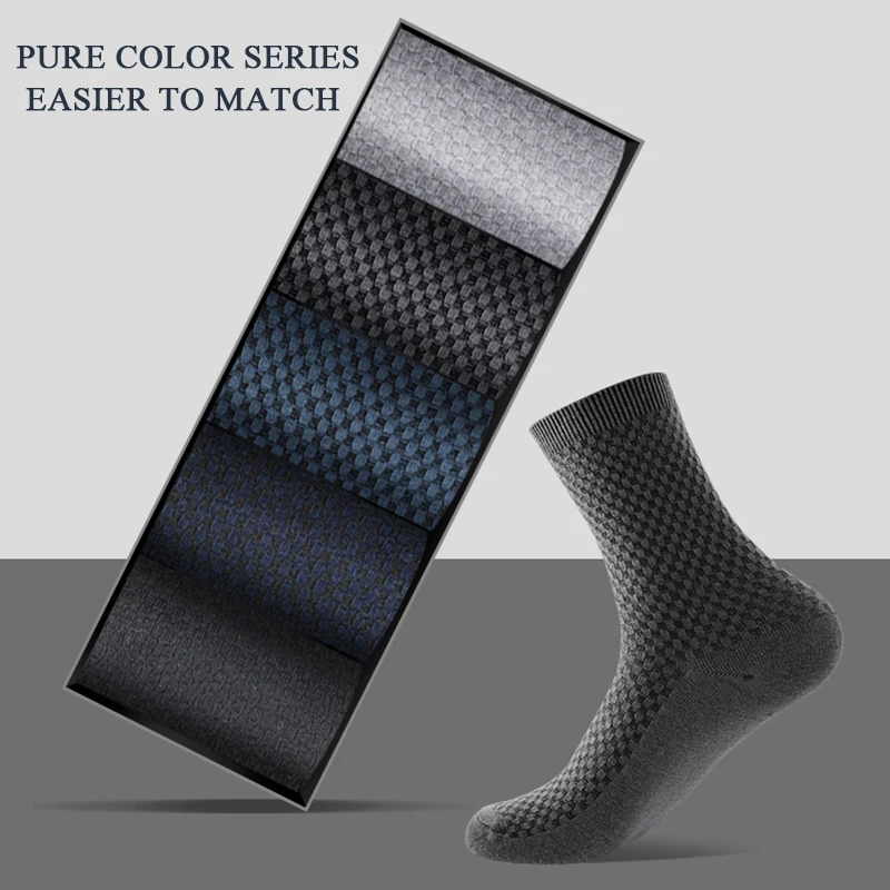 High Quality 10 Pairs/lot Men Fiber Socks Solid Color Business Breathable Tube Long Sock Spring Autumn Large Size EU39-44