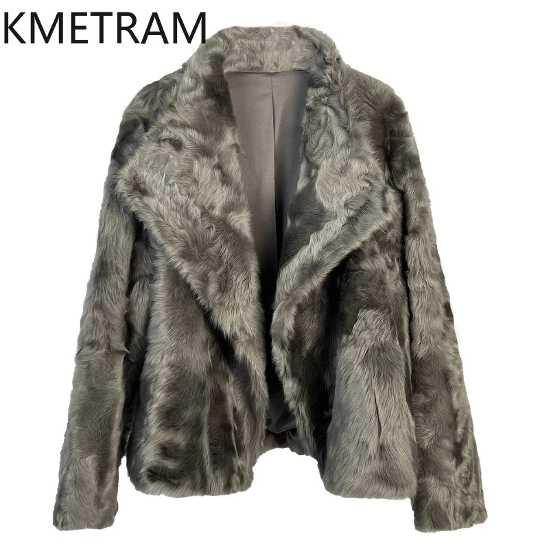 

KMETRAM Natural Sheepskin with Wool Attached Lapel Short Real Fur Jacket Woman Clothing Winter New in Outerwears 2025 Fourrure