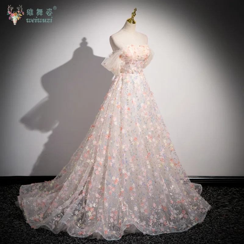 Elegante um pescoço fora do ombro vestido de noite exame de arte vestido de lantejoulas fino ajuste a linha malha apliques vestidos quinceanera